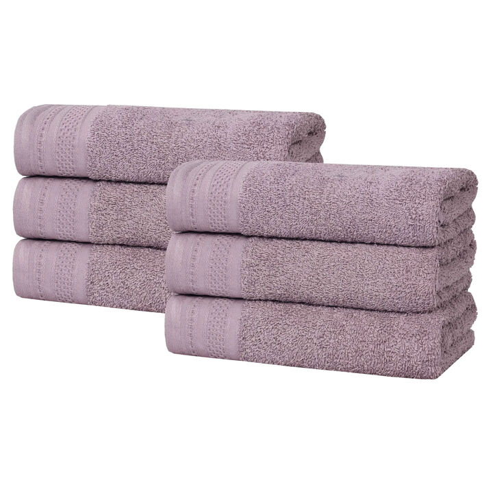 Set of 6 Cotton Waffle Border Hand Towels, Soft Absorbent Quick Dry Towels for Bathroom