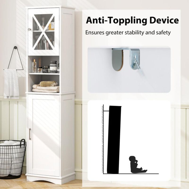 Hivvago Tall Bathroom Cabinet Freestanding Storage Cabinet with 5 Adjustable Shelves