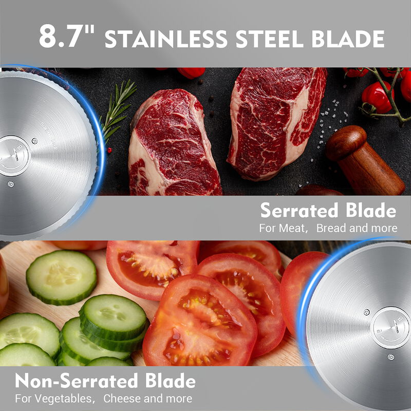 Cusimax Electric Deli Meat Slicer with 2 Removable 8.7'' Stainless Steel Blades, Removable Food Carriage, 1-20mm Adjustable Thickness Food Slicer image number 4