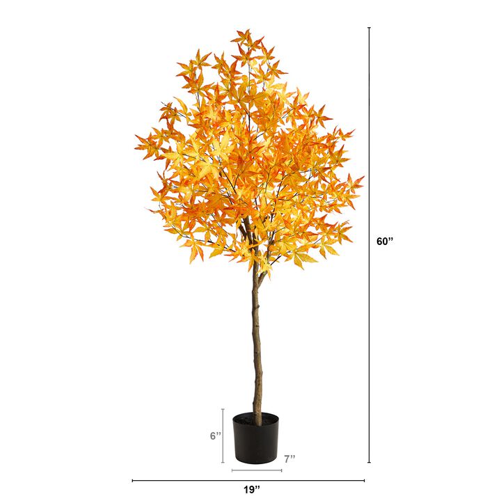 HomPlanti 5 Feet Autumn Maple Artificial Tree
