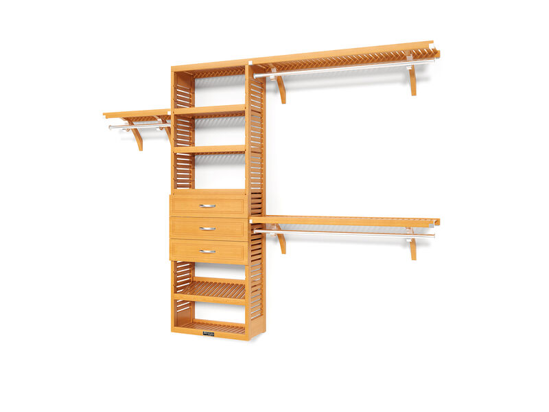 Solid Wood Reach-In Closet Organizer with 3 Drawers