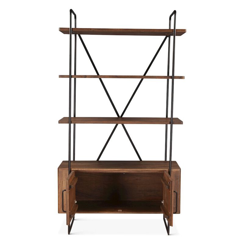World Interiors Halden Tall Bookshelf in Pecan Brown
