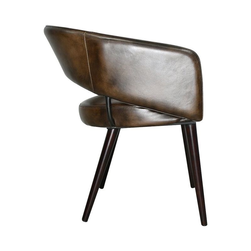 World Interiors Thorpe Dining Chair in Antique Whiskey Leather with Walnut Legs image number 6