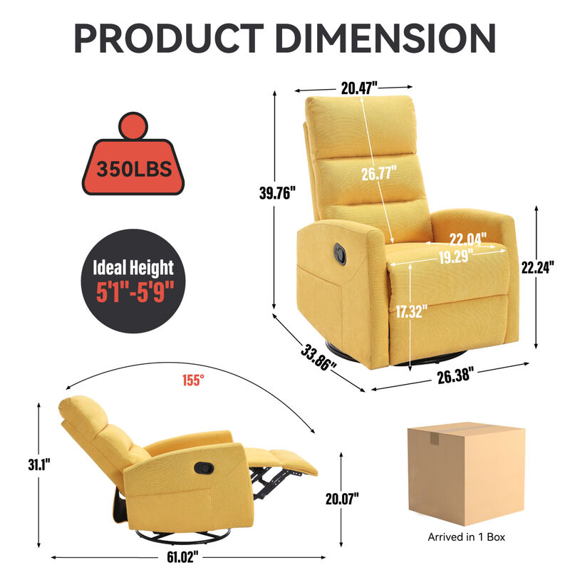 GOODSILO Manual Recliner Chair with Swivel and Rocking Function for Comfortable Living Room Seating image number 2