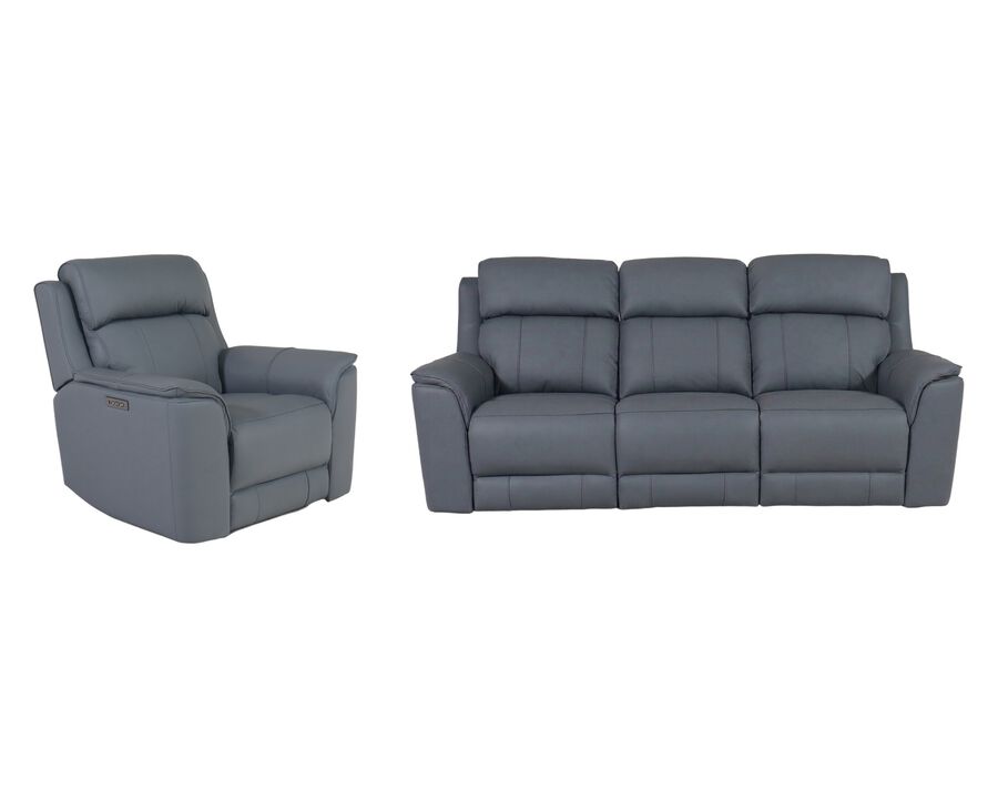 Oslo Power Leather Sofa and Recliner