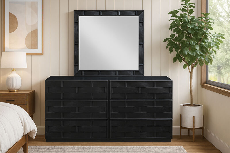 Meridian Furniture Weave Black Mirror image number 1