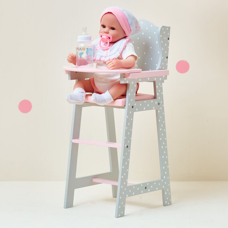 Olivia's Little World Princess Polka Dot Baby Doll High Chair Gray image number 6
