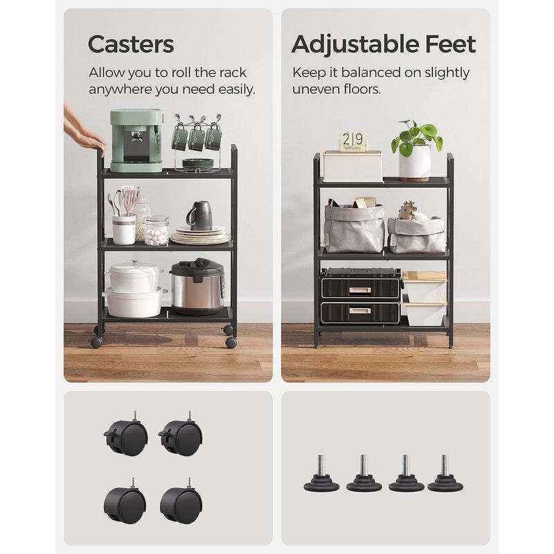 3-Tier Metal Storage Rack with Wheels