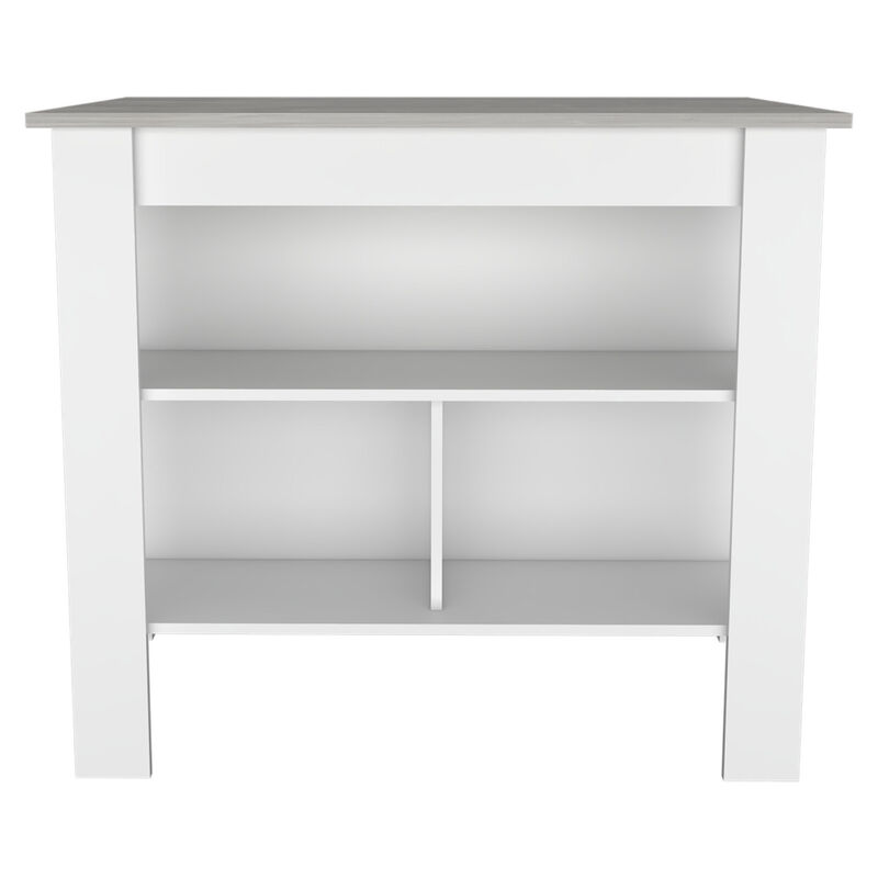 Streamdale Cala Kitchen Island, Four Legs, Three Shelves - White Ibiza Marble image number 0