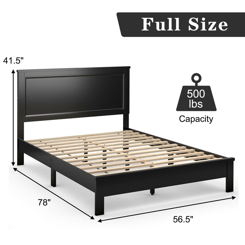Full Size Platform Slat Bed Frame with High Headboard
