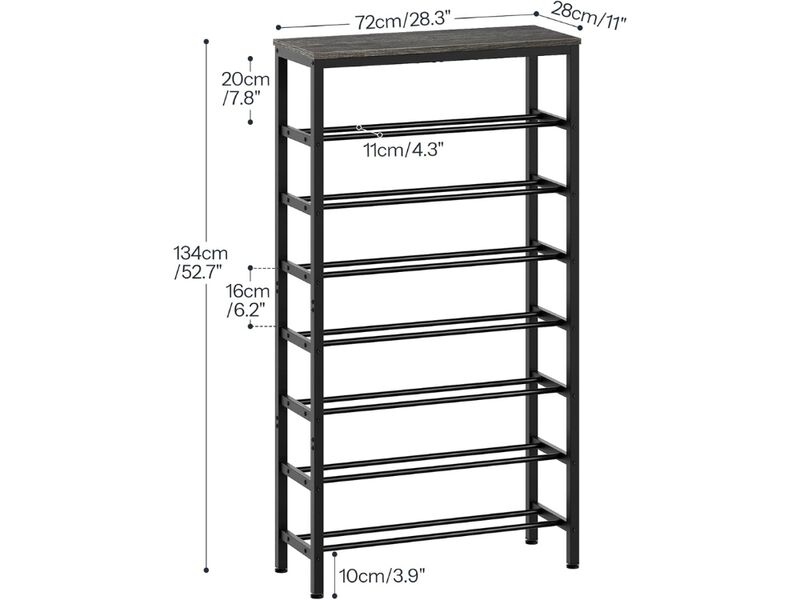 Metal Shoe Organizer 8 Tier Adjustable Shelves Closet Storage Black image number 2