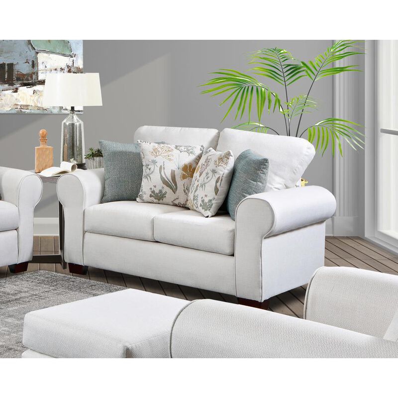 American Furniture Classics Living Room Beaujardin Loveseat with Four Throw Pillows
