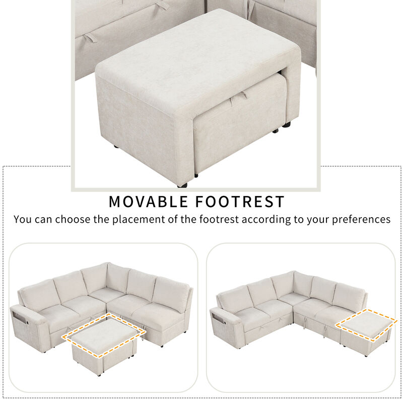 Merax  L-shaped Padded Modular Sofa with Storage