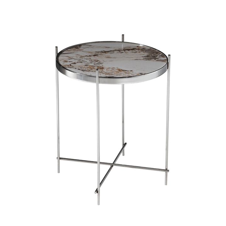 Pasargad Home Luxe Glass & Steel Side Table