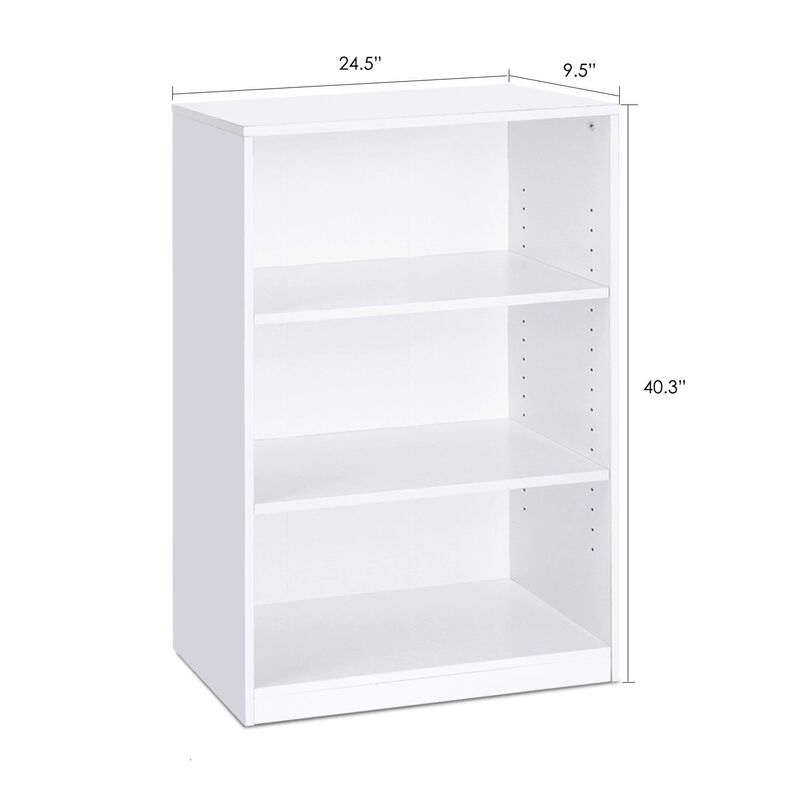 Modern 3-Shelf Bookcase for Living Room or Office Storage and Display