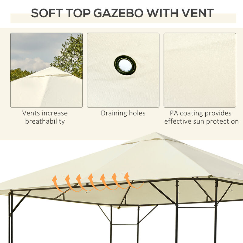 Outsunny 10' x 10' Patio Gazebo, Outdoor Gazebo Modern Canopy Shelter with Vents Roof and Steel Decorative Columns, for Garden, Lawn, Backyard and Deck