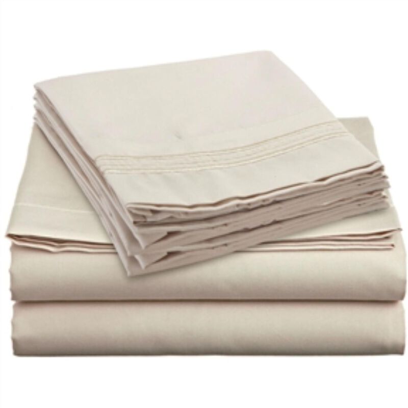 King size 4 Piece Sheet Set in Beige Cream Brushed Microfiber