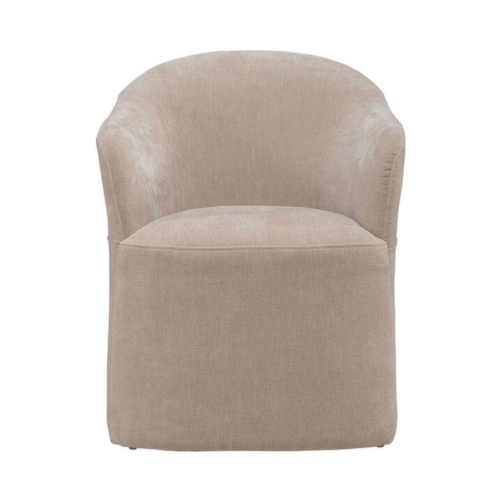 Liberty Furniture Accent Dining Chair with Castors - Squared Arm - Ivory Upholstry