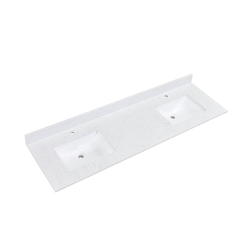 Altair 72 in. Composite Stone Vanity Top in Aosta White with White Sink