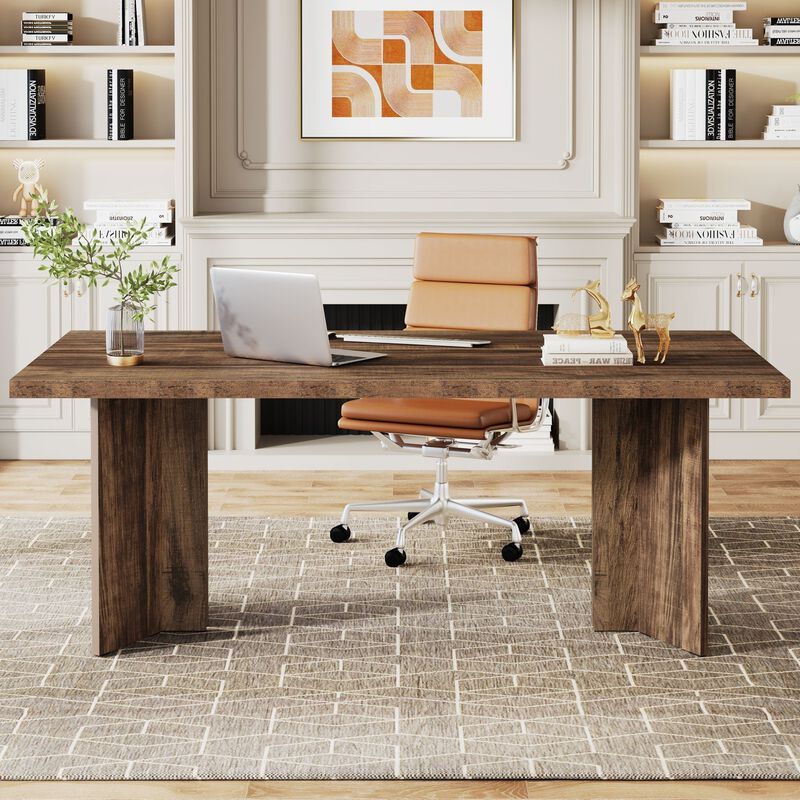 Tribesigns Wood Executive Desk Computer Desk with Large Tabletop image number 2