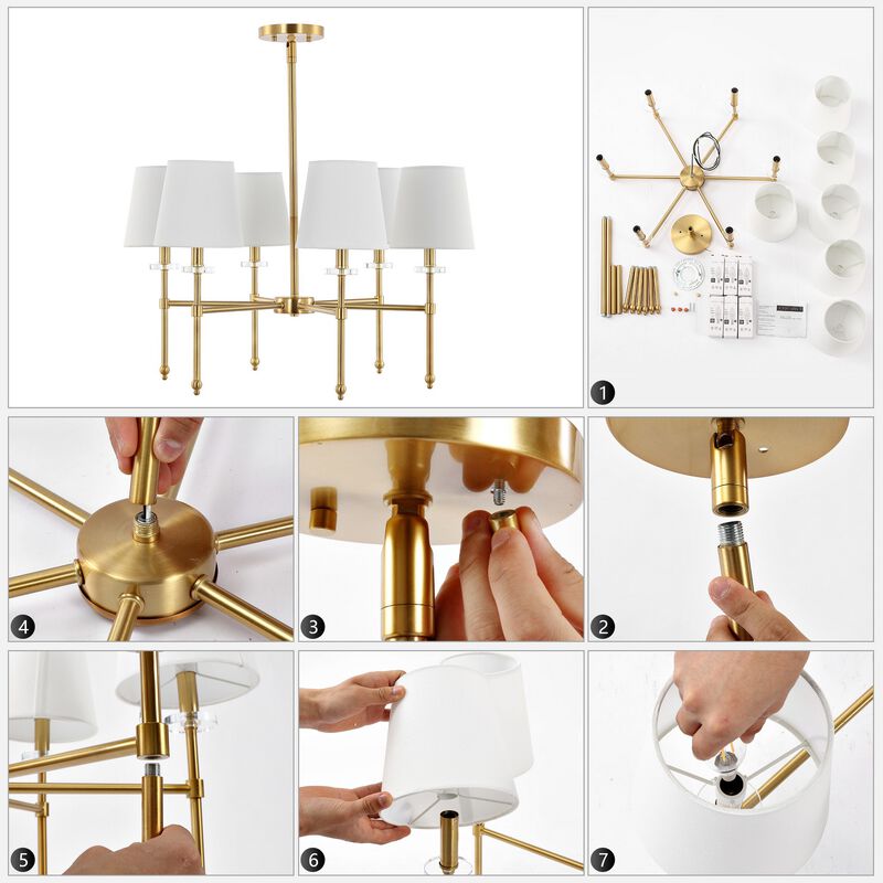 Cillian 6-Light Mid-Century Modern Iron LED Chandelier