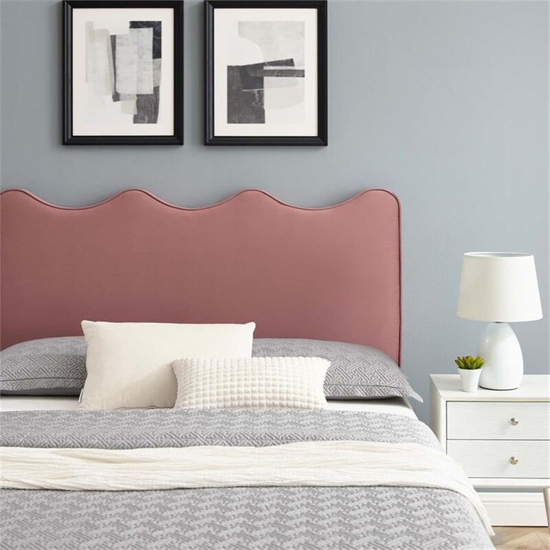 Modway Current Modern Performance Velvet Queen Platform Bed in Dusty Rose Pink image number 7