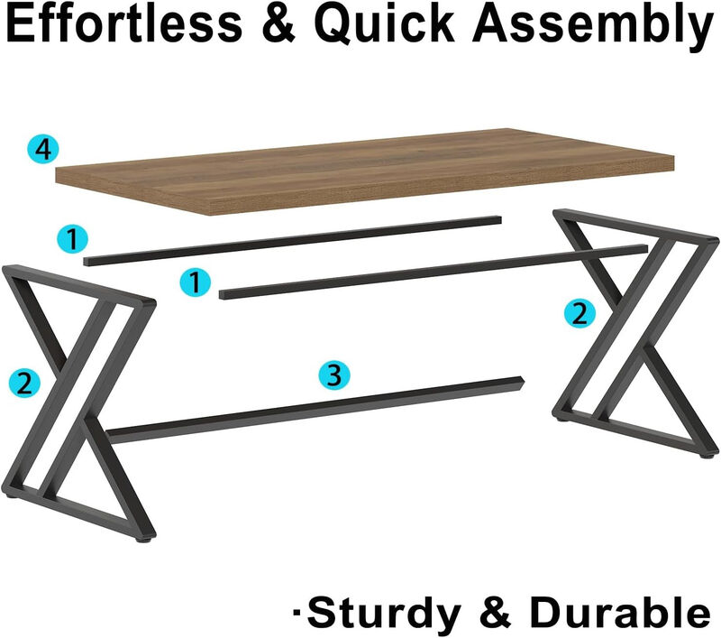 Top True Wood Computer Desk, Modern Writing Desk with Metal Legs for Home Office image number 5