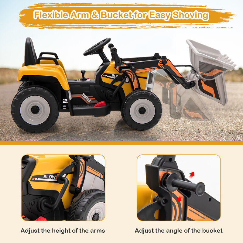 Battery Powered Kids Excavator Ride On Toy with Adjustable Arm and Shovel Bucket-yellow image number 5