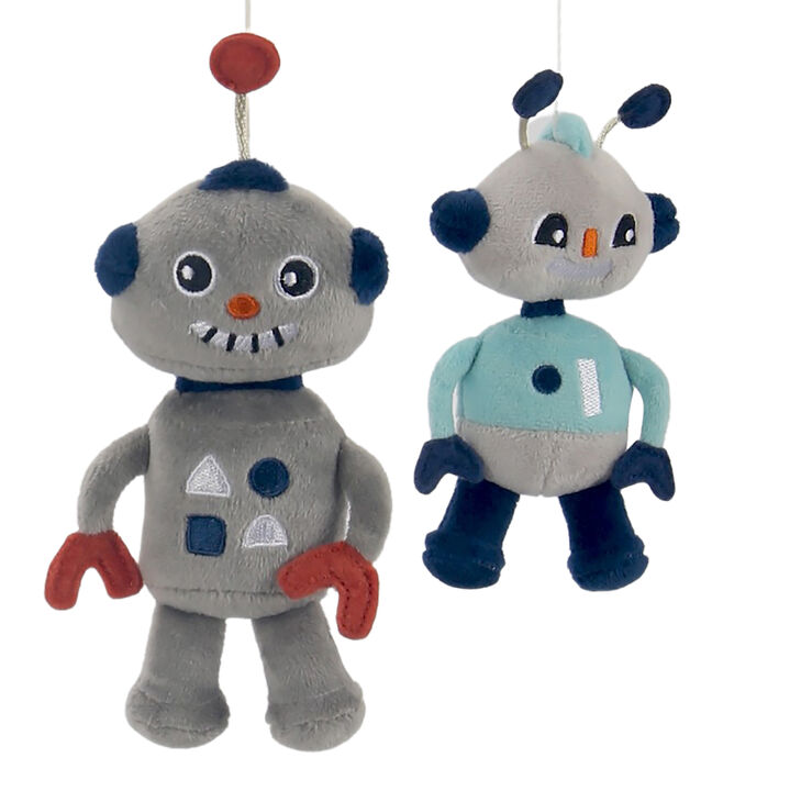 Bedtime Originals Robbie Robot Musical Baby Crib Mobile Soother Toy - Gray