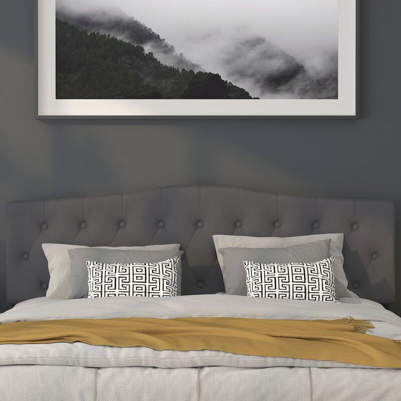 Flash Furniture Tufted Upholstered King Size Headboard in Dark Gray Fabric image number 8