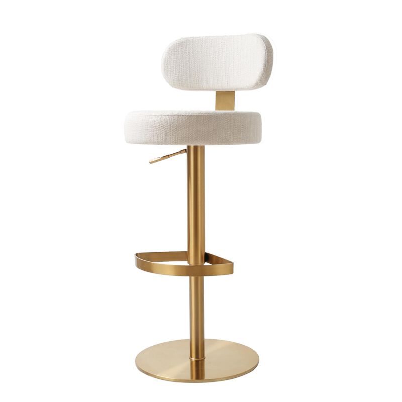 Tov Furniture Primrose Cream Textured Performance Fabric Adjustable Stool image number 7