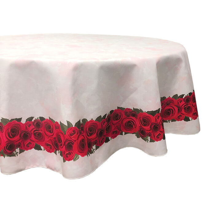 Fabric Textile Products, Inc. Round Tablecloth, 100% Polyester, Textured Valentines Garland Border