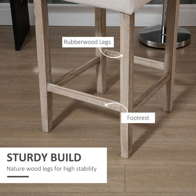 Beige Kitchen Stools: Set of 2 Modern Tufted Bar Chairs