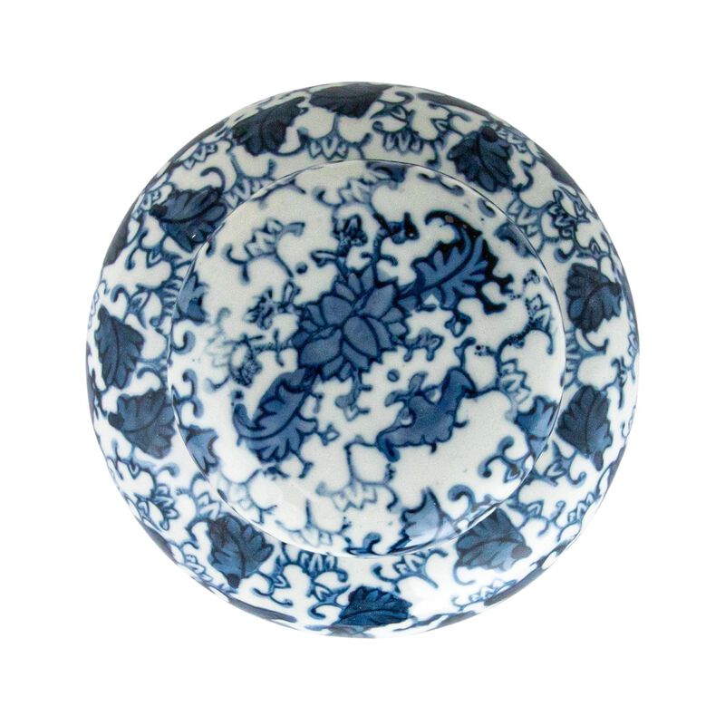 Small Decorative Ceramic Ginger Jar with Lid, Blue and White Floral Pattern image number 5