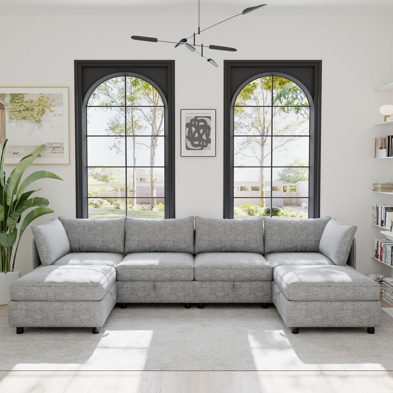 Fegfob U‑Shaped Chenille Sectional Sofa image number 1