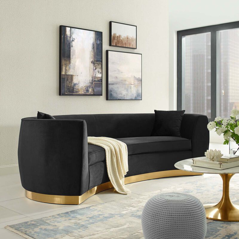 Resolute Curved Performance Velvet Sofa image number 1