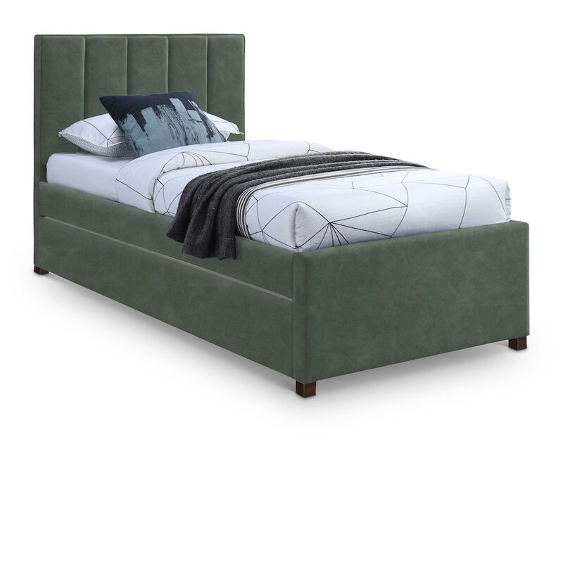 Meridian Furniture Hudson Green Vegan Leather Twin Trundle Bed