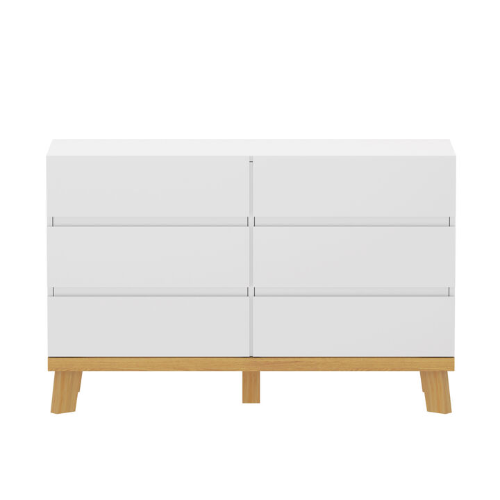 47.24"6-Drawers MDF Storage Cabinet, for Bedroom, Living Room, Dining Room, Hallways, White