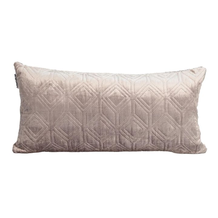 24" Taupe Rectangular Quilted Throw Pillow