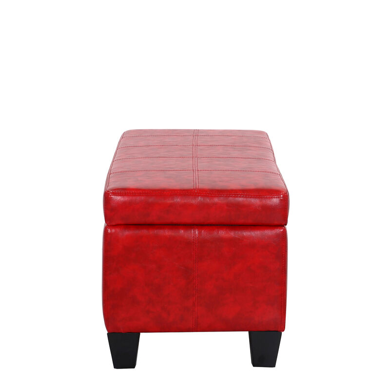 WestinTrends 42" Wide Faux Leather Rectangle Ottoman With Storage