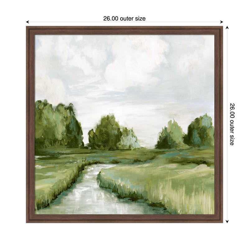Tranquil Stream Through Green Fields by PI Studio Framed Canvas Wall Art image number 2