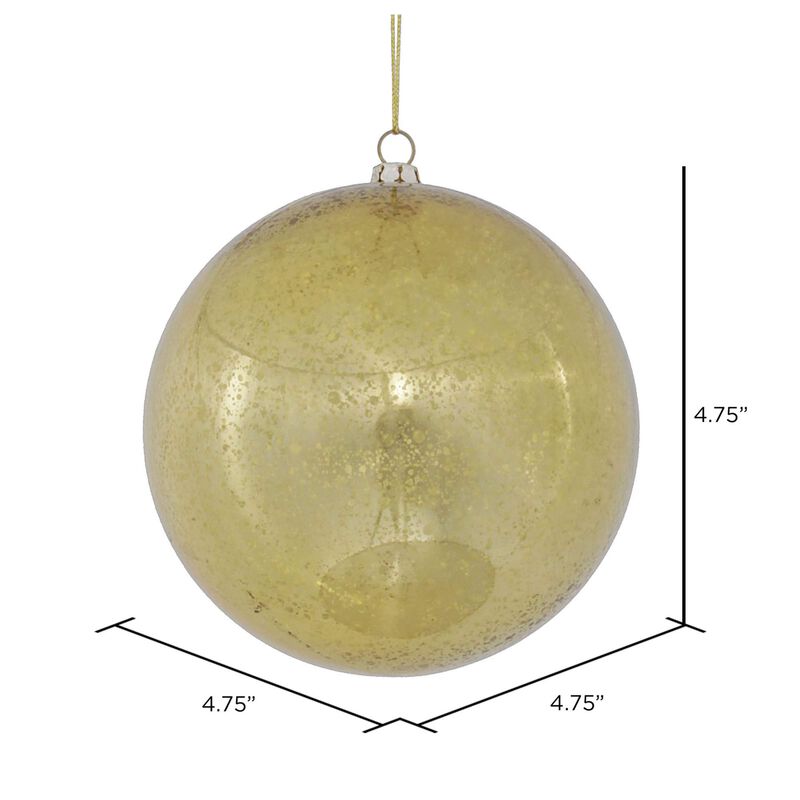 Vickerman 4.75" Christmas Ornament Ball, Gold Shiny Mercury Finish, Shatterproof Plastic, Holiday Christmas Tree Decoration, 4 Pack image number 1