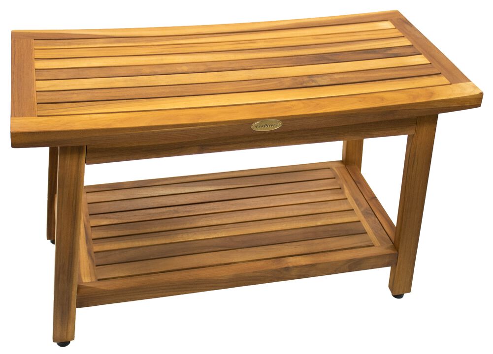 EcoDecors Eleganto Gold Teak Bench for Shower