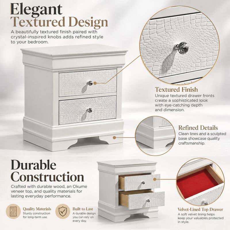 Virestiq Textured 2-Drawer Nightstand image number 3