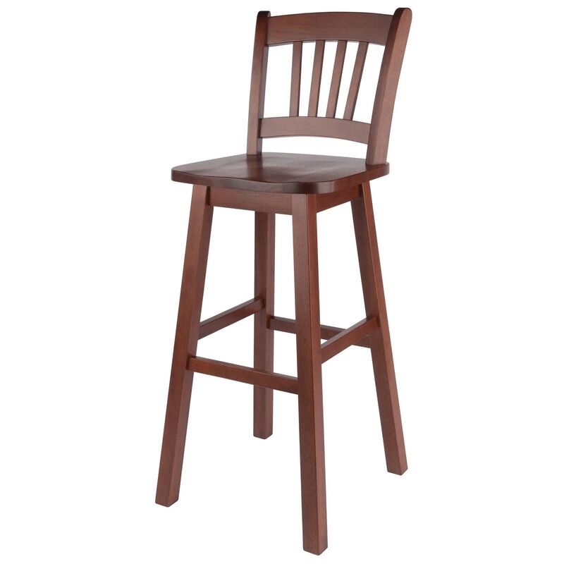 FINA SLAT BACK BAR STOOL SWIVEL SEAT, 30",WALNUT FINISH