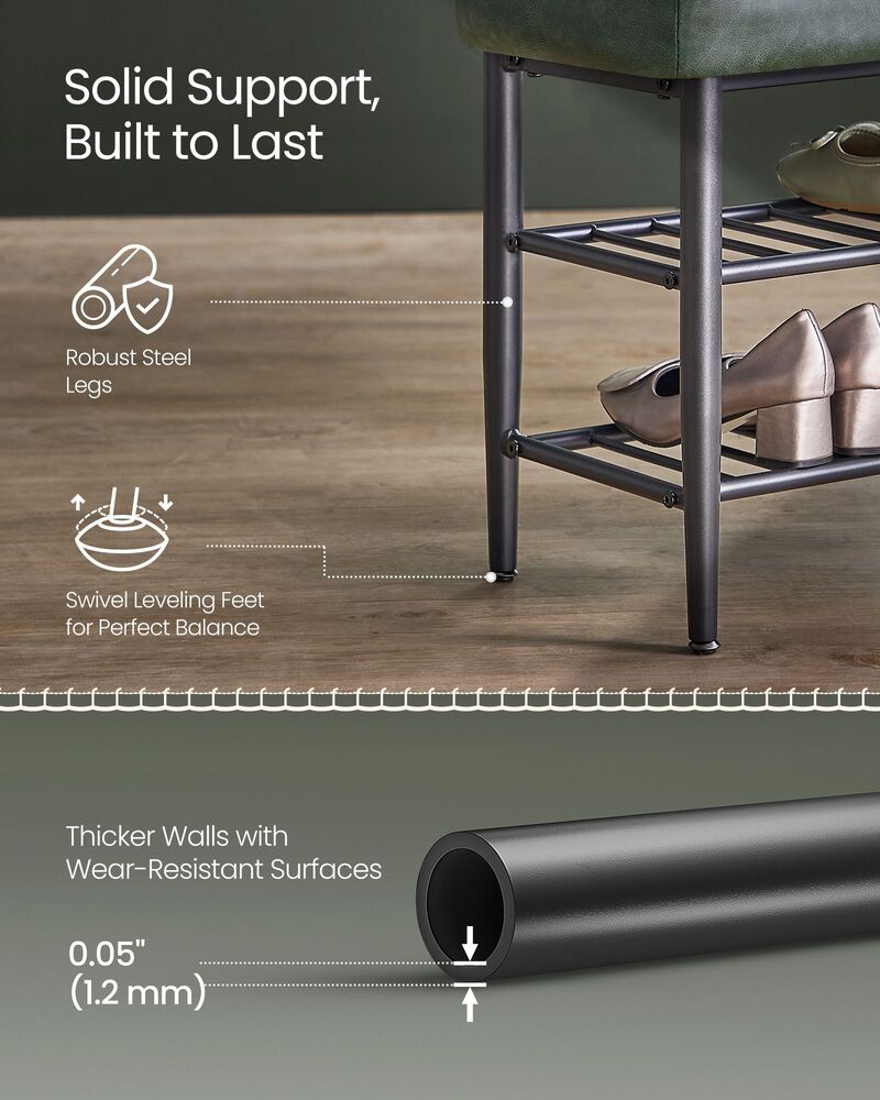 Shoe Bench with Metal Shelves: Stylish and Functional Storage for Organized Entryways image number 4