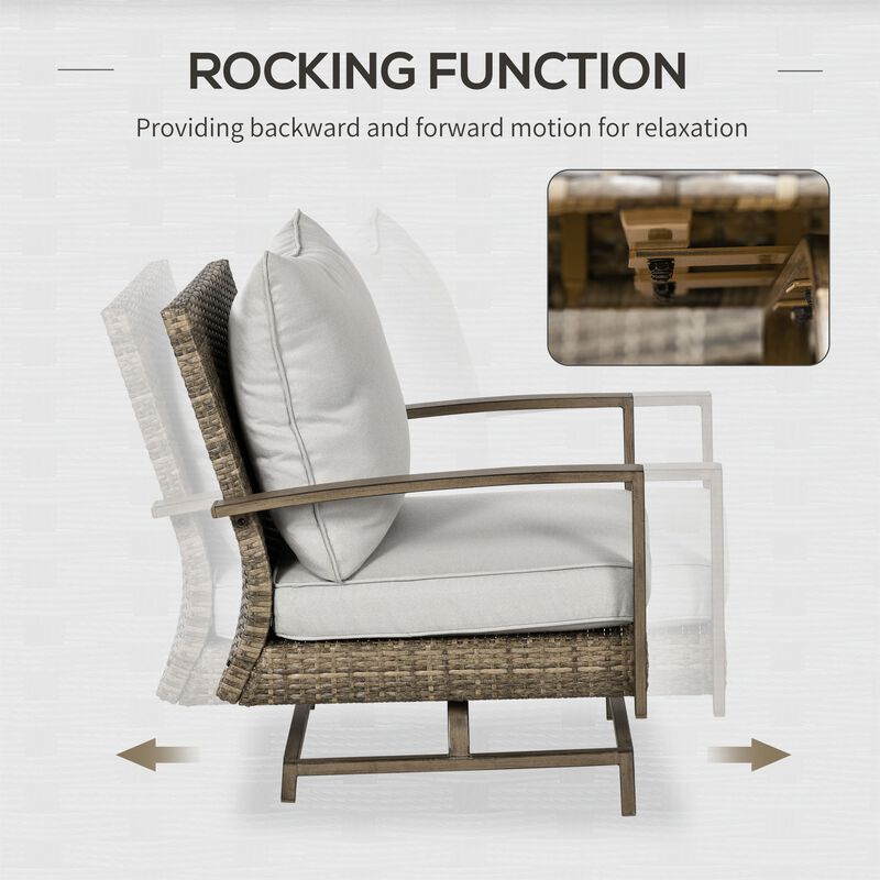 Rattan Patio Ensemble: 4pc Set with Rocking Chair, Loveseat & Table
