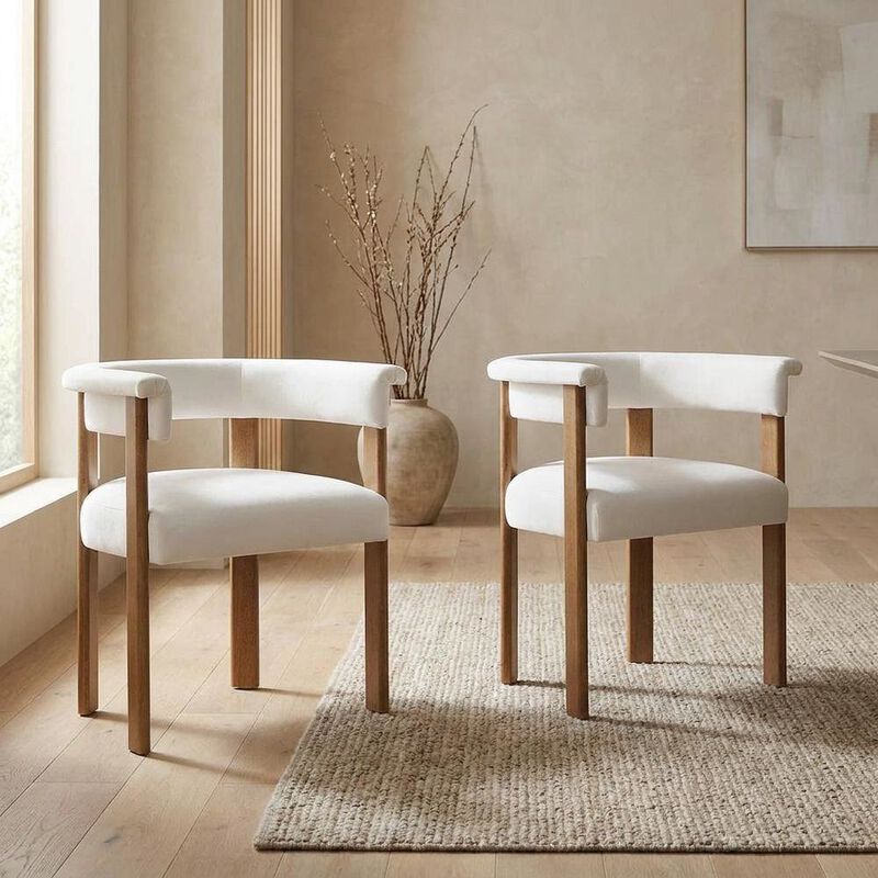 Performance Velvet Barrel Dining Chairs, Chocolate Brown Deep Brown, Set of 2 image number 6