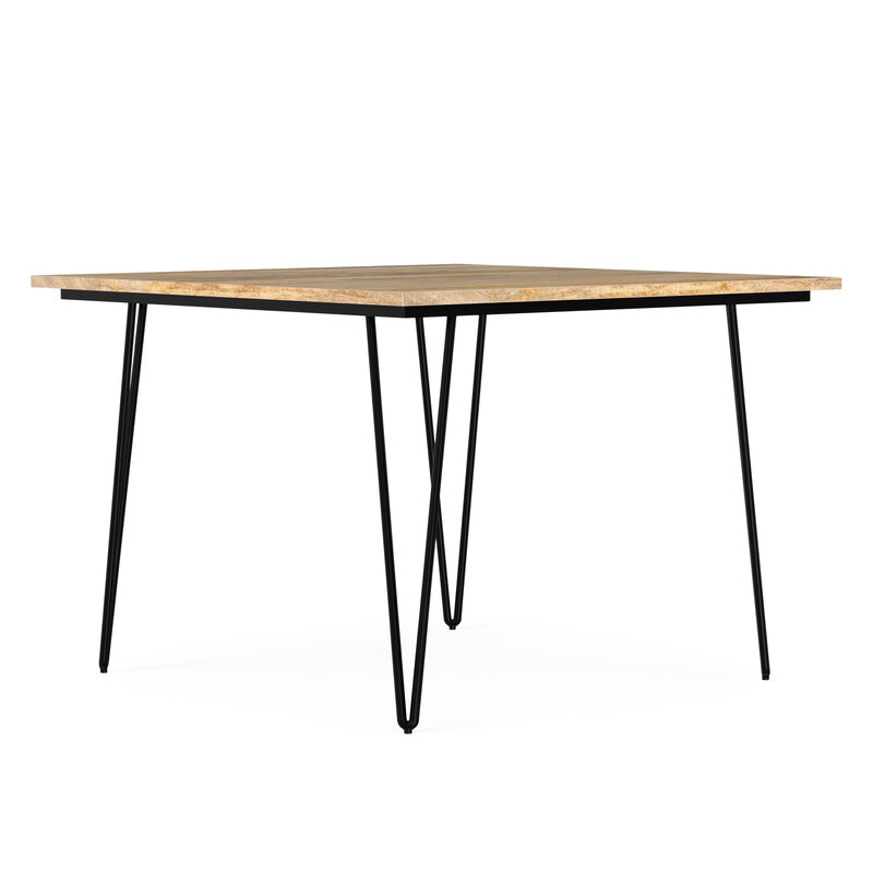 Hunter SOLID MANGO WOOD and Metal 42 inch x 42 inch Square Industrial Dining Table in Natural image number 0