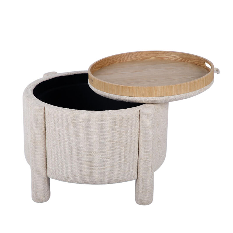 Bellamy Curry Chenille Storage Stool With Reversible Tray Top image number 4